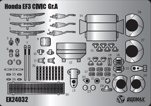 Detail-up Parts for 1/24 HONDA CIVIC EF3 Gr.A '89 MACAU GUIA RA